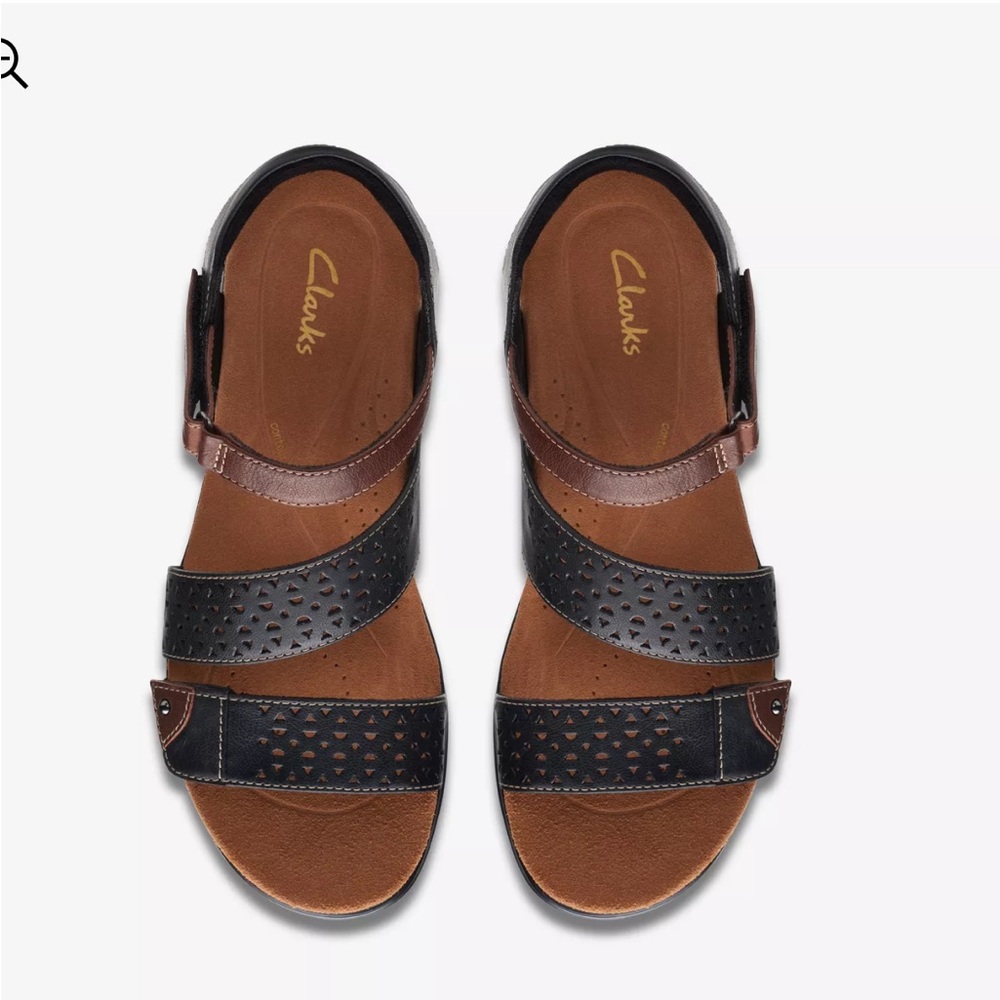Clarks Kitly Way‎ Black Leather Sandals Women’s Size 9